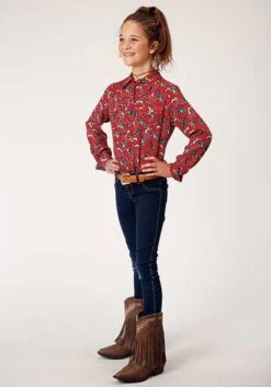 Girl's Roper Red Print Long Sleeve #03-080-0590-4062RE -Little Cowboys 202820dcda43fc5a71635c7b898a0104