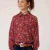 Girl's Roper Red Print Long Sleeve #03-080-0590-4062RE