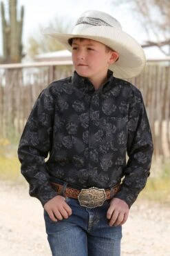 Boy's Cinch Island Floral Button Down Shirt #MTW7060311