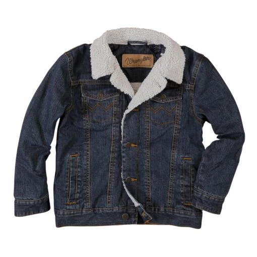 Boy's Wrangler Sherpa Lined Denim Jacket #84256RT 4 Boy's Wrangler Sherpa Lined Denim Jacket #84256RT -Little Cowboys 84256RT LF01 SWLL PRD