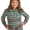 Girl's Panhandle Blue & Brown Long Sleeve Shirt #G4S333