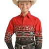 Boy's Panhandle Red & Black Border Long Sleeve #PHBSOSRZ1S