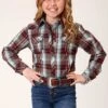 Girl's Roper Brown Plaid Snap Long Sleeve #03-080-0062-1007
