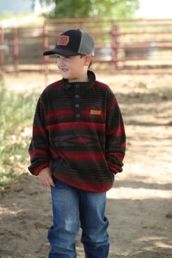 Boy's Cinch Aztec Print Polar Fleece Pullover #MWK7590010