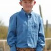 Boy's Cinch Blue Button Down Shirt #MTW7060306BLU